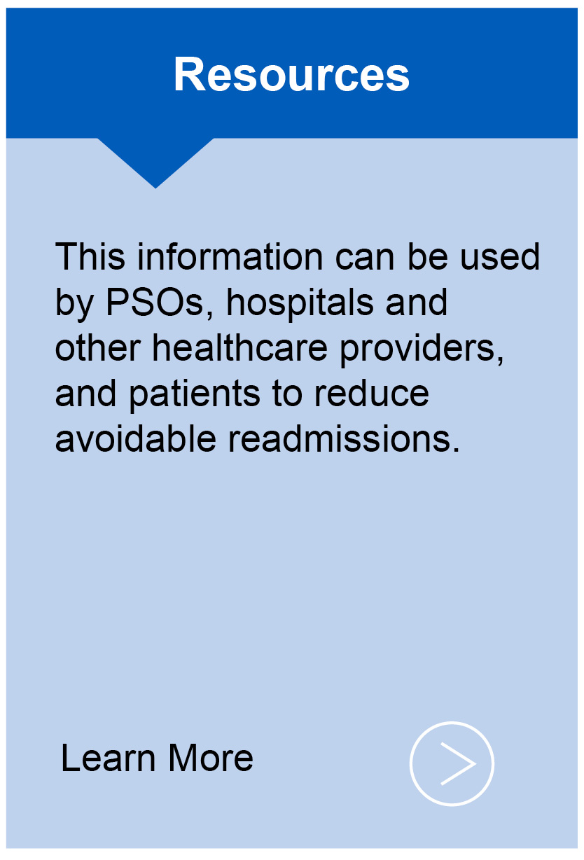 Resources: This information can be used by PSOs, hospitals and other healthcare providers, and patients to reduce avoidable readmissions.